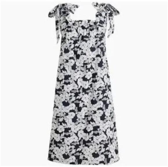 J. Crew Dresses & Skirts - J.Crew Tie Shoulder Poplin Dress in Magnolia Floral Navy BG490 Size XS